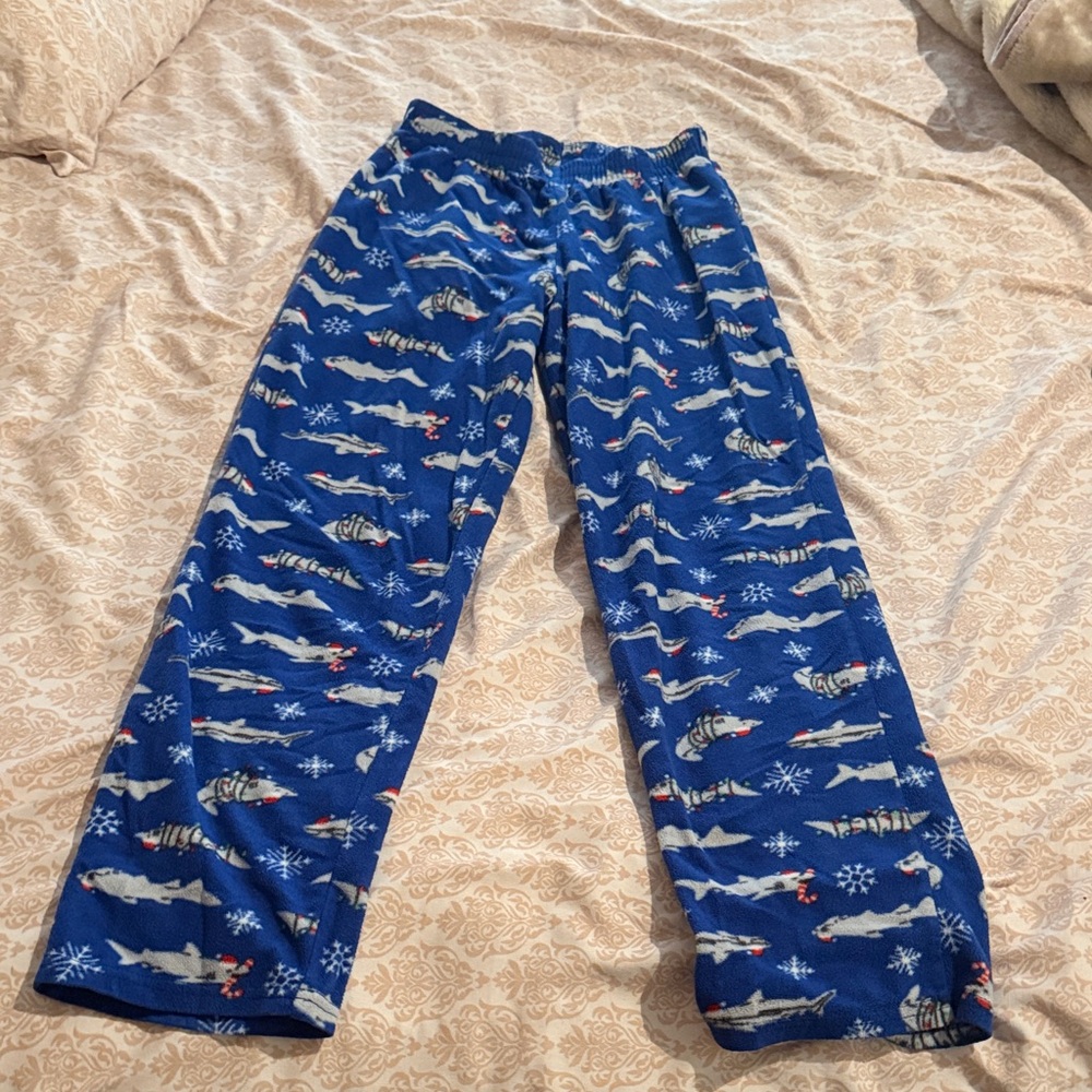 Blue Pajama Pants with Shark Print